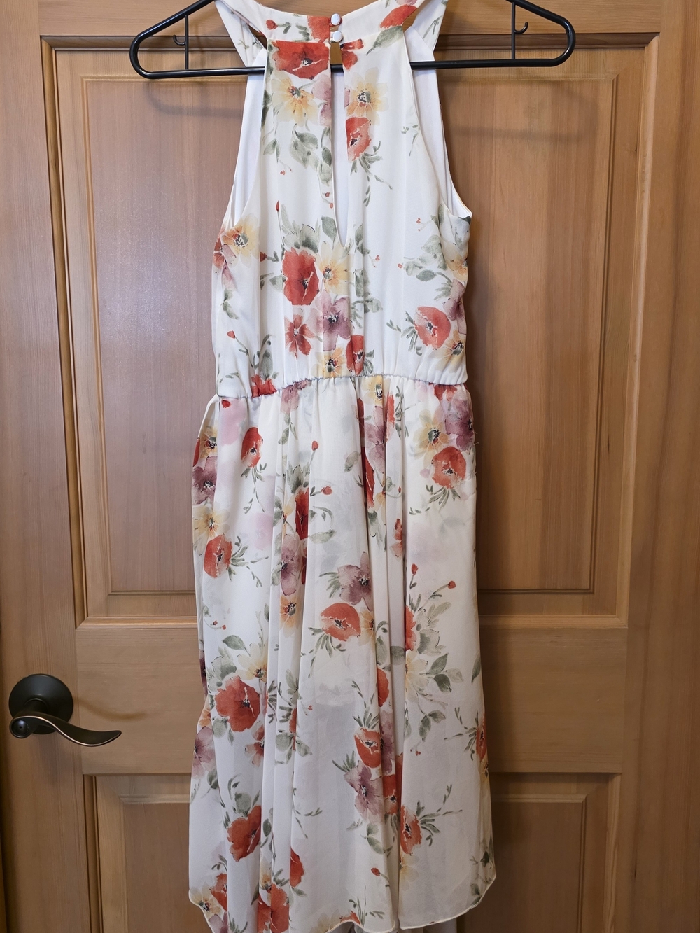 Ivory Floral Halter Midi Dress, Walkthrough Style
